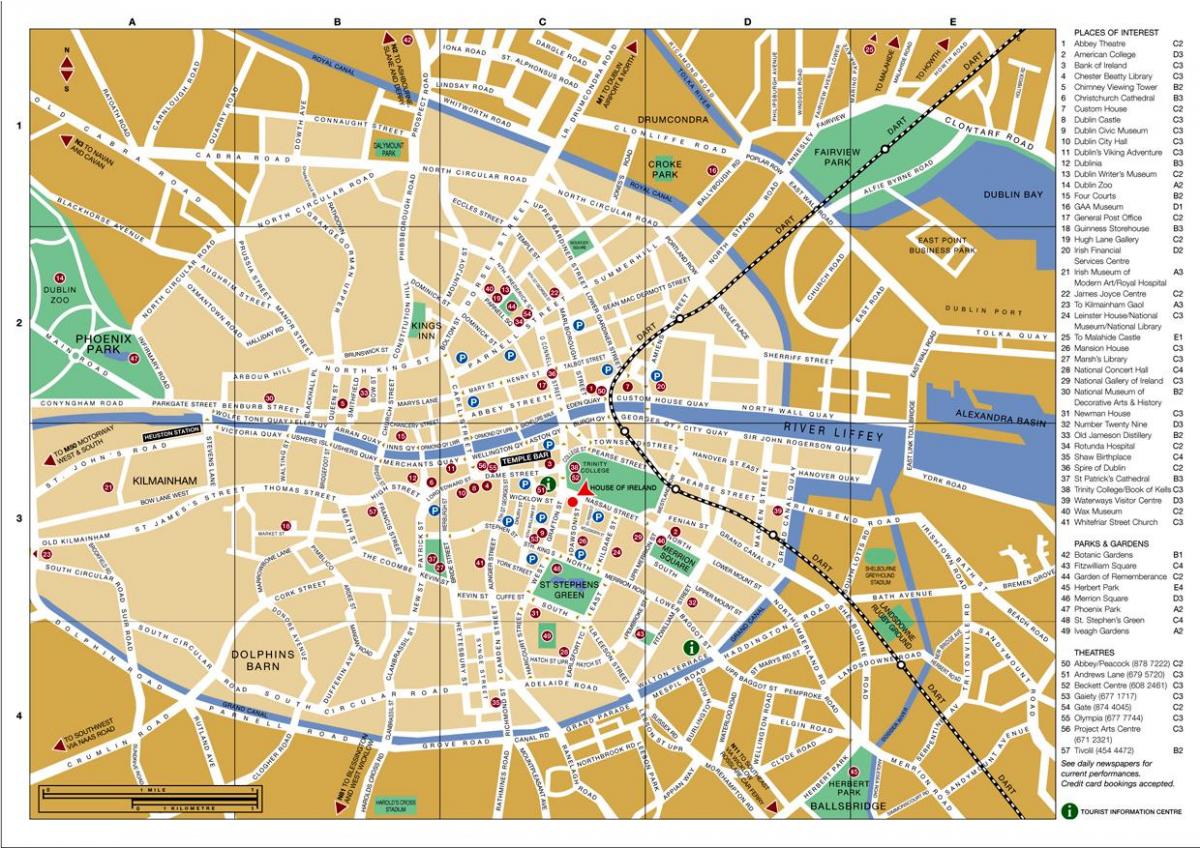 mapa Dublin hiriaren erdigunean