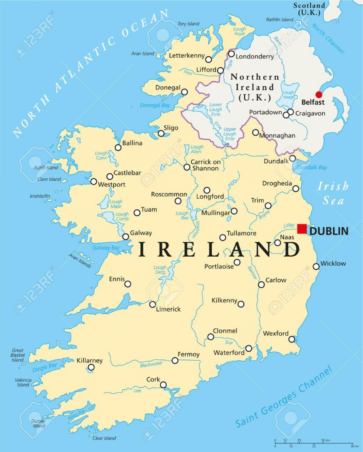 Dublin irlandako mapa