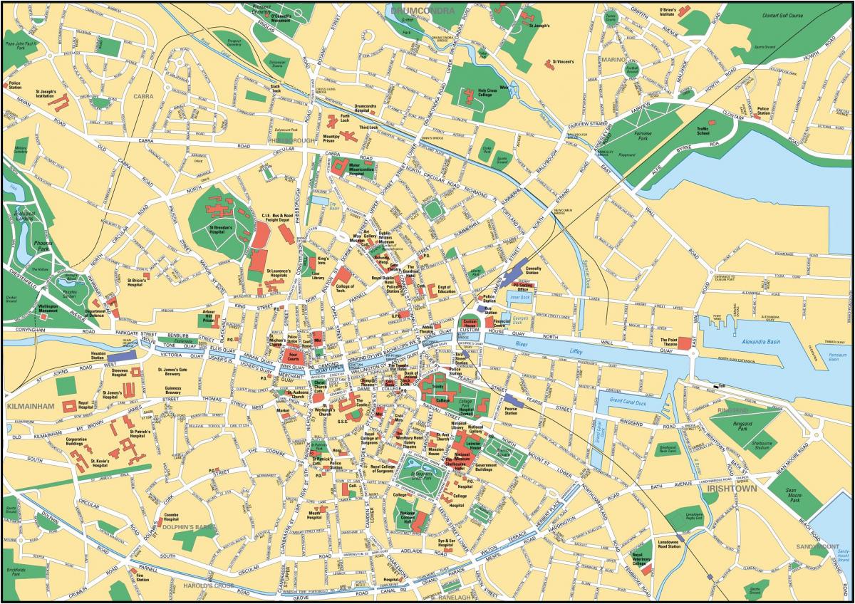 Dublin zentroa mapa